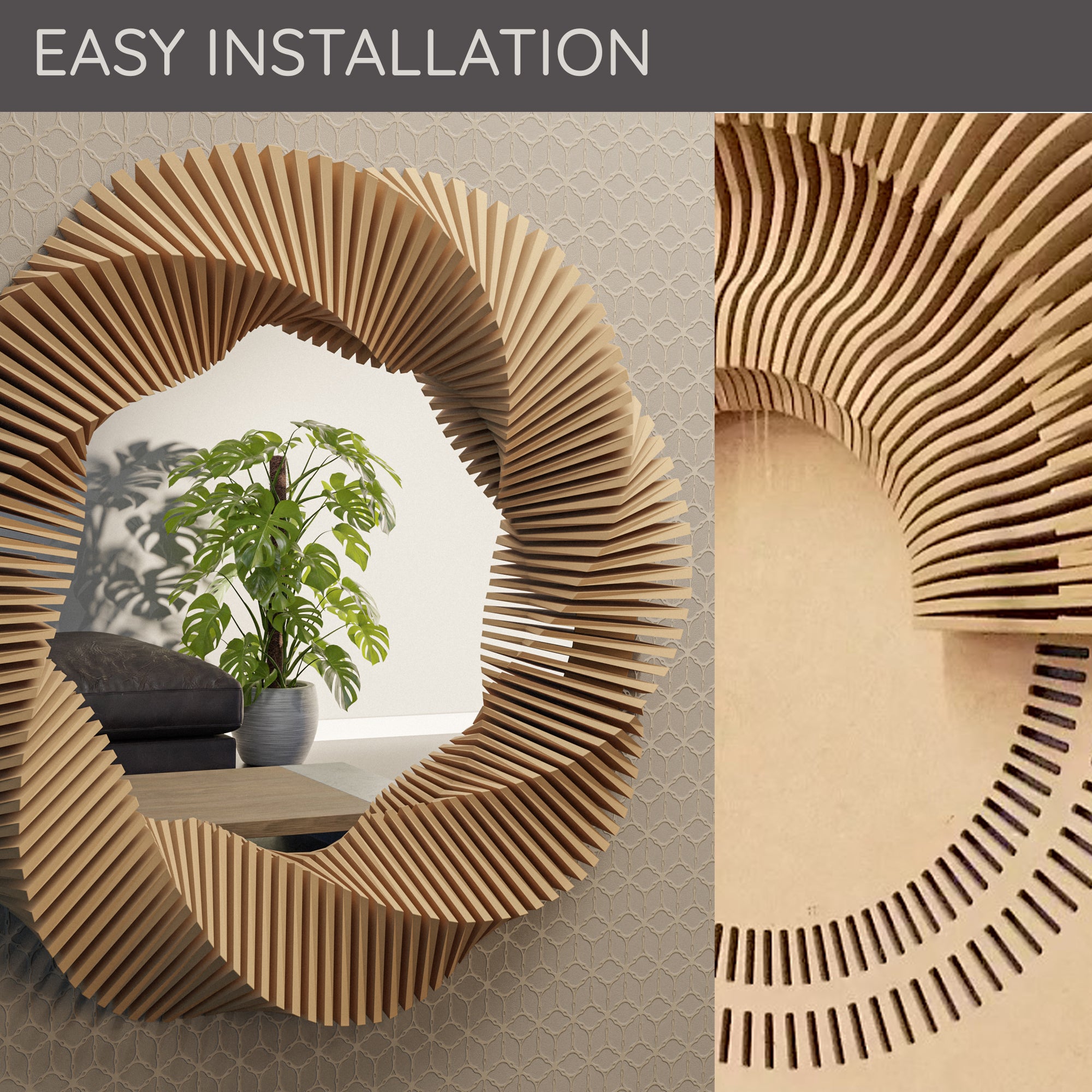 Arboreal Rings 3D Parametric Wall Art, Geometric Frame  Wall Paneling.